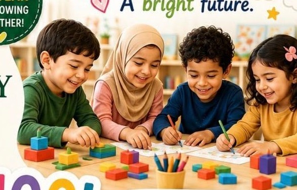 Young children learning and playing together in a preschool classroom